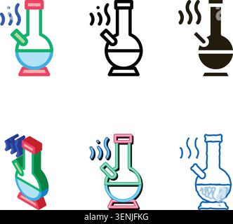 Smoking variations Bong Icon Vector. Outline Smoking Bong Sign. Isolated Contour Symbol Stock Vector
