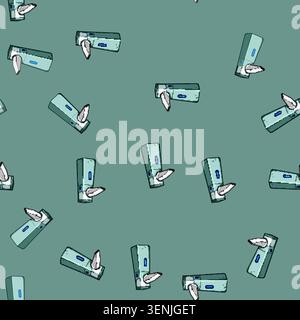 seamless pattern allergy inhaler portable cartoon. airway therapy, compact handheld, medicine spacer allergy inhaler portable sign vector Stock Vector
