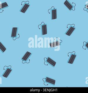 pattern outdoor solar charger cartoon. sustainable renewable, efficient technology, usb green outdoor solar charger sign. seamless vector illustration Stock Vector