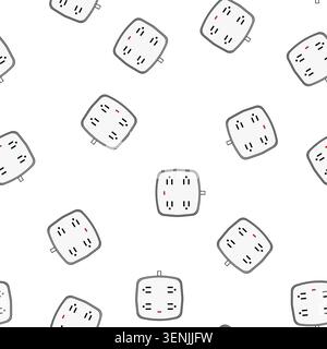 pattern plug power strip smart cartoon. surge protector, usb alexa, google assistant plug power strip smart sign vector Stock Vector