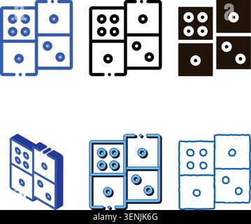 Interactive Kids Game Dominoes Vector Sign Icon Thin Line. Baby And Adult Dominoes Children Playing Gaming Items Pieces Linear Pictogram. Joyful Thing Stock Vector