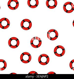 pattern ring lifebuoy cartoon. safety lifeguard, belt pool, float lifeboat ring lifebuoy sign vector Stock Vector