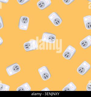pattern internet smart home hub cartoon. assistant security, lights thermostat, cameras doorbell internet smart home hub sign. seamless vector illustr Stock Vector