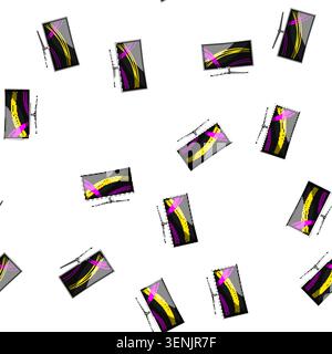 pattern technology curved screen cartoon. display digital, tv led, monitor stage technology curved screen sign vector Stock Vector