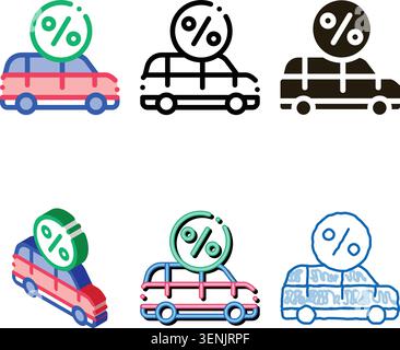Car Credit Loan Icon Vector. Outline Car Credit Loan Sign. looks Isolated Contour Symbol Stock Vector