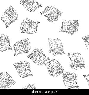 seamless pattern terms contract hand drawn. conditions obligation, clause party, negotiation breach terms contract black sketch illustration Stock Vector