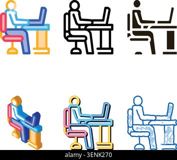 man working in office icon diversity vector. man working in office sign. color symbol Stock Vector