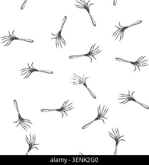 seamless pattern plant lemongrass hand drawn. leaf top, illustration botanical, oil hot plant lemongrass black sketch illustration Stock Vector