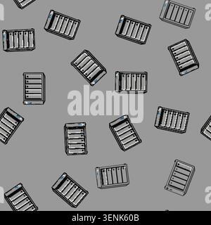 seamless pattern Network attached storage server providing centralized data storage, backup, and file sharing solutions for home, small office, and bu Stock Vector