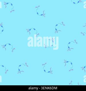 pattern neuro neurons cartoon. human biology, body neurology, network alzheimer neuro neurons sign. seamless vector illustration Stock Vector
