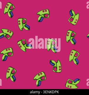 seamless pattern laser blaster gun cartoon. weapon game, space shot, effect beam laser blaster gun sign vector Stock Vector