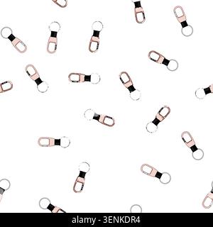 pattern hook key ring clip cartoon. lanyard fob, loop buckle, fastener snap hook key ring clip sign vector Stock Vector