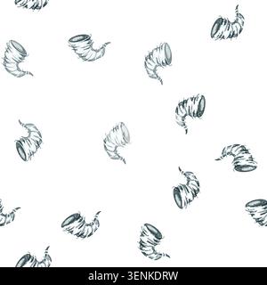 pattern danger tornado cartoon. twister dark, funnel disaster, destruction cloud danger tornado sign vector Stock Vector