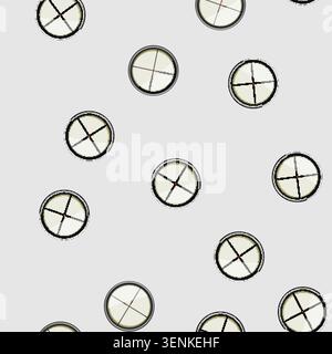 seamless pattern sight scope sniper cartoon. crosshair gun, view shot, weapon cross sight scope sniper sign vector Stock Vector