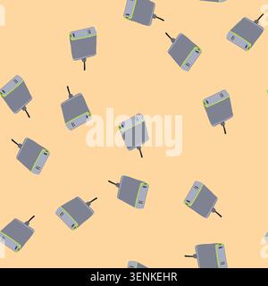 pattern usb multi device charging station cartoon. portable stand, technology smcable, compact efficient usb multi device charging station sign. seaml Stock Vector