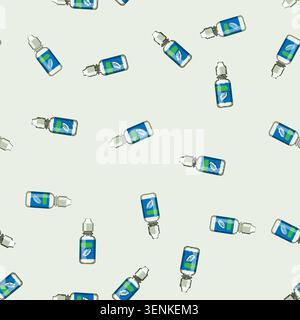 seamless pattern medical contact lens solution cartoon. health clean, transparent container medical contact lens solution sign vector Stock Vector