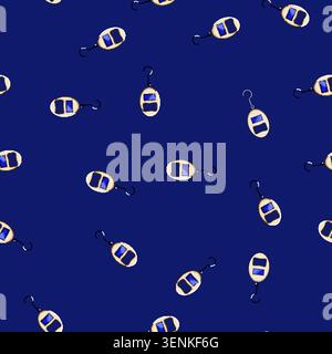 seamless pattern Digital luggage scale with blank blue display and sturdy hook, handheld tool for accurately measuring suitcase and bag weight before Stock Vector