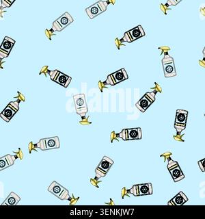 seamless pattern Spray bottle of wheel cleaner for car care, detailing and maintenance icon style vector showing a cleaning product for rims, tires an Stock Vector