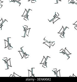 pattern icu hospital bed cartoon. mattress rails, headboard footboard, wheels height icu hospital bed sign vector Stock Vector