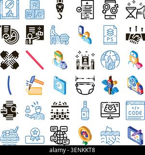Collection of various doodle and line style icons illustrating wide ranging concepts from business, health, and technology to social issues and educat Stock Vector