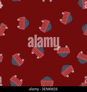 pattern locomotive coal wagon cartoon. cargo haulage, logistics delivery, movement track locomotive coal wagon sign. seamless vector illustration Stock Vector
