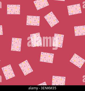 seamless pattern Abstract design incorporating various colorful geometric shapes and wavy lines forming a modern, trendy, and vibrant repeating graphi Stock Vector