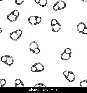 pattern object carabiner clip cartoon. safety security, tool clasp, extreme mountaineering object carabiner clip sign vector Stock Vector