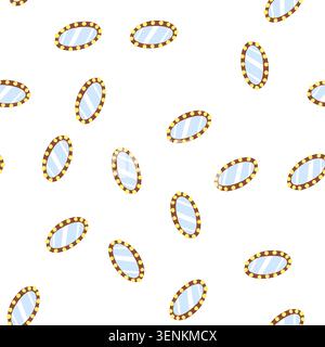 pattern bulb makeup mirror frame cartoon. table vanity, retro actor, dressing up bulb makeup mirror frame sign. seamless symbol vector illustration Stock Vector