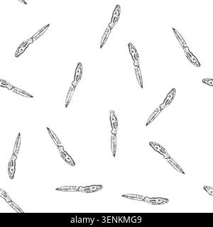 seamless pattern multi pocket knife hand drawn. sharp compact, durable versatile, stainless handle multi pocket knife black sketch illustration Stock Vector