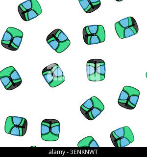 pattern Illustrated compression bag showing compact storage solution for sleeping bags, clothing, or other camping equipment, ideal for optimizing spa Stock Vector