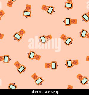 pattern reader car diagnostic scanner cartoon. engine fault, vehicle automotive, system interface reader car diagnostic scanner sign. seamless vector Stock Vector