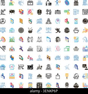 Large collection of technology, business, medical, nature, and education icons offering a comprehensive visual representation of various modern concep Stock Vector