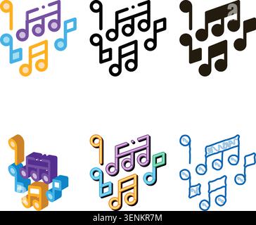 Melody Music Mono And Treble Notes Vector Icon Thin designs Line. Microphone And Dynamic, Concert And Theater, Opera And Karaoke Music Concept Linear Stock Vector