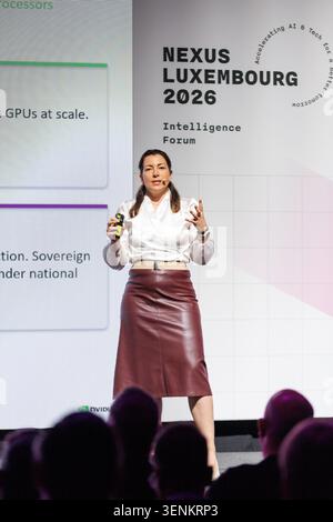 Dr. Eva-Maria Hempe, Executive Director Public Sector EMEA at NVIDIA, speaks during the session 'AI Sovereignty: The Five-Layer Stack' at Nexus Luxembourg 2026 on the Visionary Stage at LuxExpo The Box in Kirchberg, Luxembourg, on 10 June 2026. Stock Photo