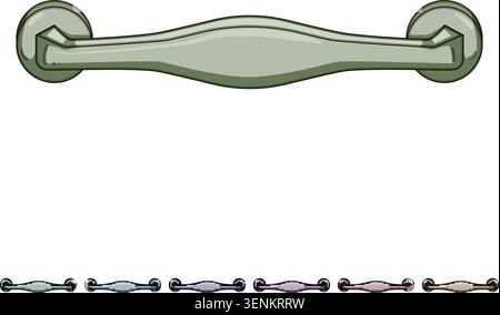 Metal drawer handle used on furniture, cabinets, kitchen cupboards, or closet doors for opening and closing, providing a functional hardware accessory Stock Vector