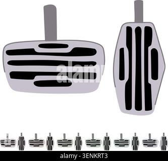 Vector depicting two automotive foot pedals, representing the accelerator and brake, essential components for vehicle control and safe driving operati Stock Vector