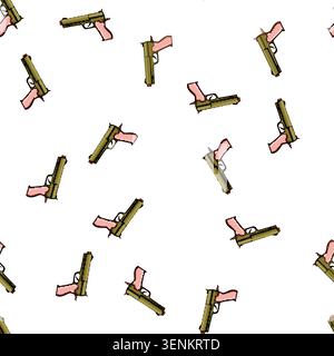 pattern Toy cap gun with orange safety tip on pure white background, evoking childhood play, imagination and pretend games, isolated plastic toy symbo Stock Vector