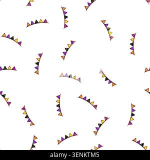 pattern autumn halloween garland cartoon. eerie haunted, ghostly witchy, pumpkin skeleton autumn halloween garland sign vector Stock Vector