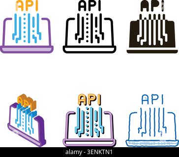 front end api icon vector. front end api sign. color multipack symbol Stock Vector
