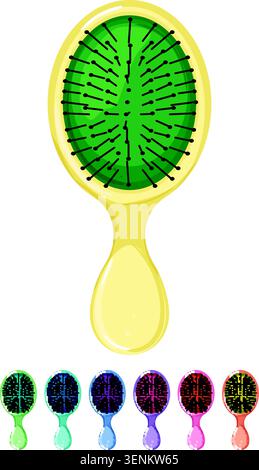 tool hair brush cartoon. tool hair brush sign colorful illustration Stock Vector