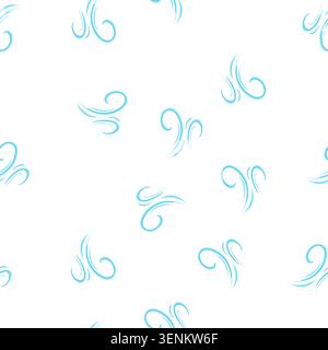 pattern blue abstract wind element creating swirling and flowing lines, representing air movement, breeze, or meteorology in a graphic and seamless ic Stock Vector