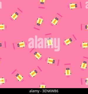 pattern light camping lamp cartoon. antique camp, fire lantern light camping lamp sign. seamless vector illustration Stock Vector