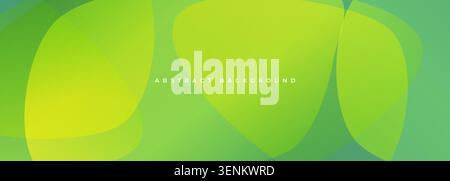 Abstract green and yellow organic shapes background. Bright abstract banner with overlapping organic shapes in soft gradients, and a clean modern Stock Vector