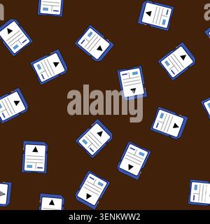 seamless pattern format sd card cartoon. gigabyte terabyte, read write, transfer secure format sd card sign vector Stock Vector