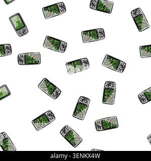 pattern positioning gandheld gps cartoon. travel digital, adventure tourism, orienteering navigate positioning gandheld gps sign vector Stock Vector