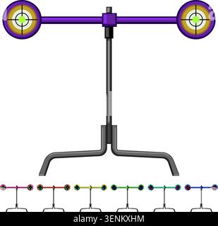 rifle shooting target cartoon. bullseye black, silhouette aim rifle shooting target sign colorful illustration Stock Vector