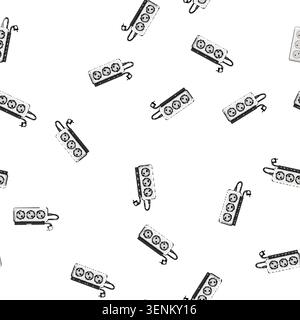 pattern Power strip with multiple sockets and cords for connecting household and office electronics, offering organized, safe power distribution for d Stock Vector
