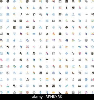 Collection of diverse 3d isometric flat design icons representing various categories including business, technology, lifestyle, medical, education, an Stock Vector