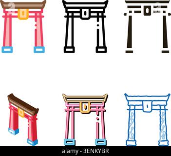 chinese arch with columns icon vector. chinese arch with columns sign. color clean symbol Stock Vector