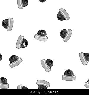 pattern security ip camera cartoon. surveillance safety, cctv system security ip camera sign vector Stock Vector